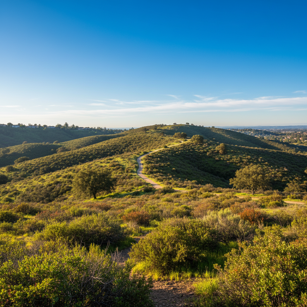 Poway scenic hills and open space with California chaparral landscape in North San Diego